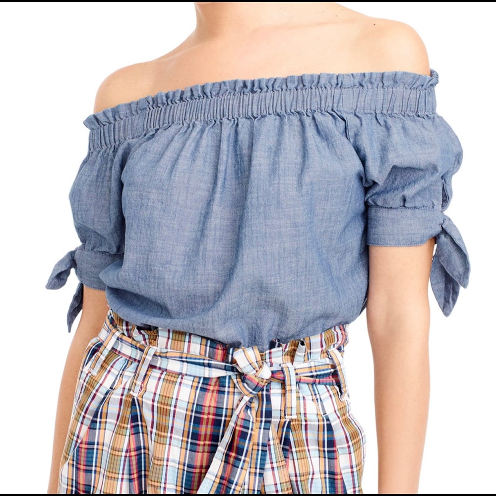 J. Crew Chambray Off the Shoulder Top
